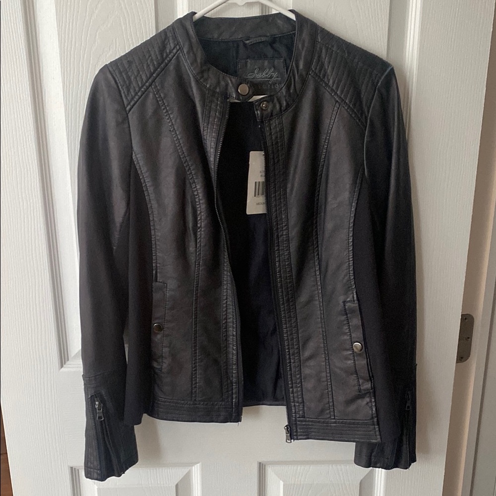 Women's Dark Gray/Blue Leather Jacket